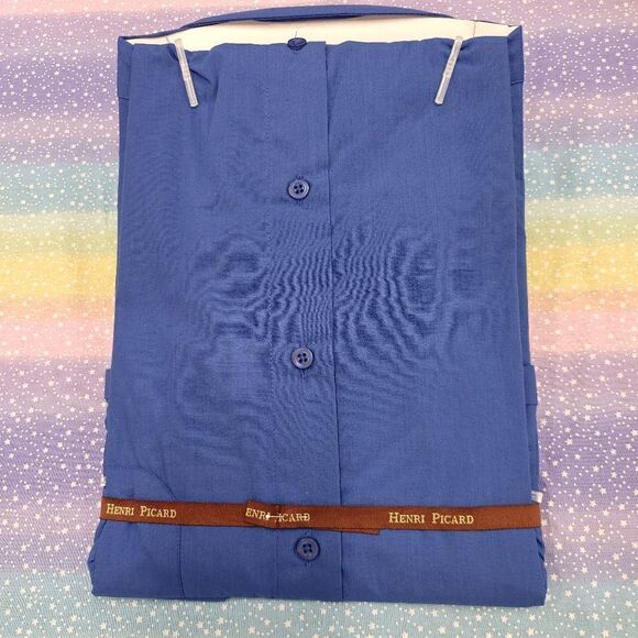 HENRI PICARD BY DON JONATHAN ROYAL BLUE DRESS SHIRT. - Picture 2 of 3